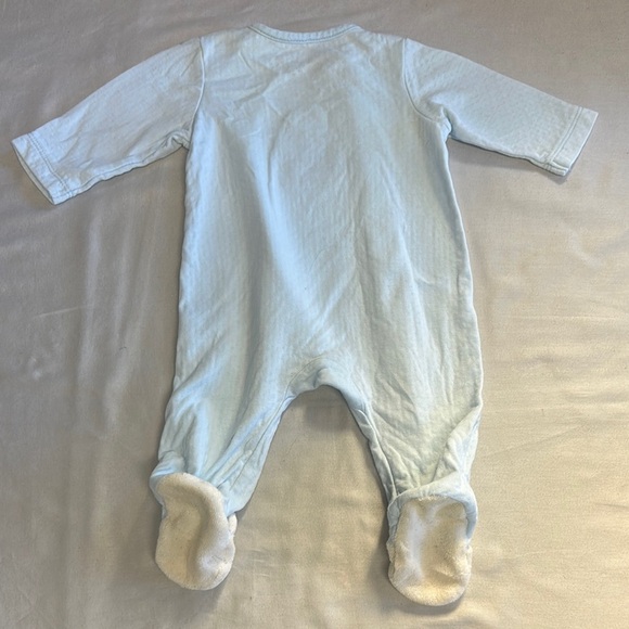 Little Me Blue and White Footies Soft Cotton One Pieces - Picture 5 of 5